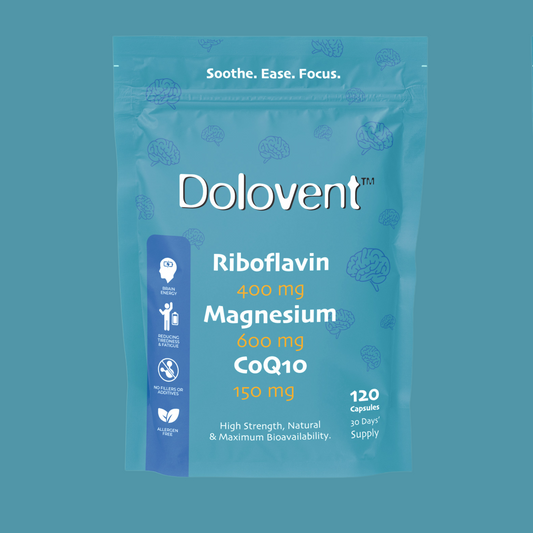 Dolovent 3 in 1 migraine supplement to sooth migraine and reduce aura and pain frequency of migraine. Dolovent neurologist recommended brain supplement. Dolovent Nootropic